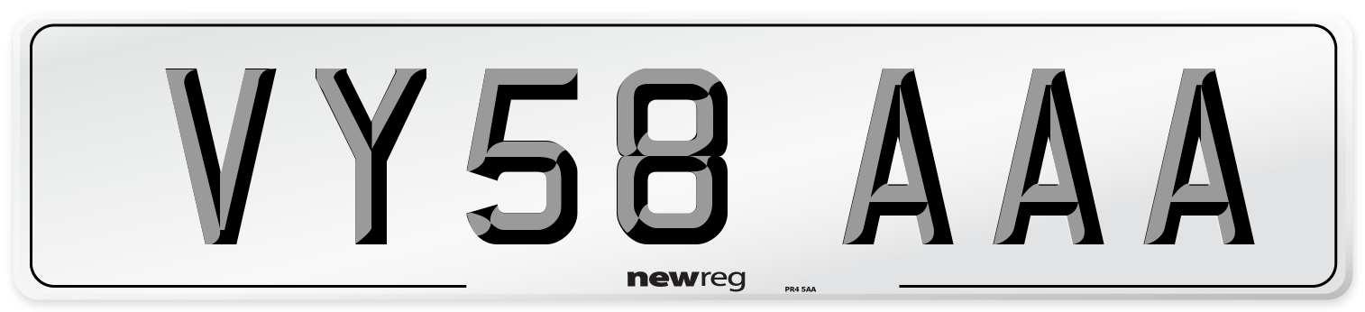 VY58 AAA Number Plate from New Reg